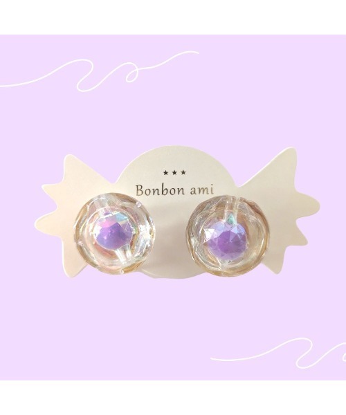 tone(トーン)の「【hazeleyes】大粒あめちゃんイヤリング(Bonbonami ボンボンアミ)(MA)(イヤリング・レディース・ブルー/ローズ/パープル/ピンク・FREE)」の2枚目の写真