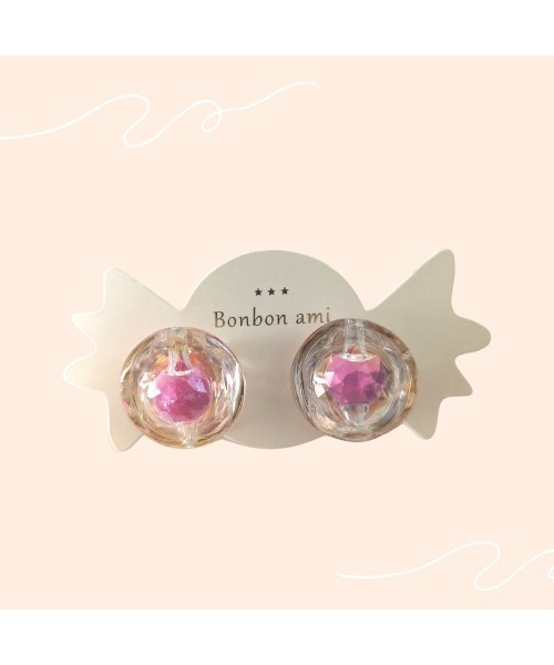 tone(トーン)の「【hazeleyes】大粒あめちゃんイヤリング(Bonbonami ボンボンアミ)(MA)(イヤリング・レディース・ブルー/ローズ/パープル/ピンク・FREE)」の4枚目の写真