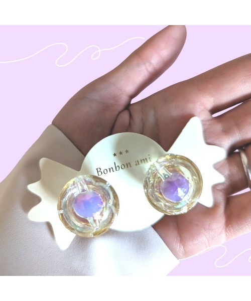 tone(トーン)の「【hazeleyes】大粒あめちゃんイヤリング(Bonbonami ボンボンアミ)(MA)(イヤリング・レディース・ブルー/ローズ/パープル/ピンク・FREE)」の13枚目の写真