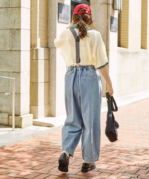 MONO-MART LADY'S（モノマートレディース）の「ポケット付き配色オーバーニットポロシャツ（ポロシャツ・レディース・アイボリー/オレンジ/ブラック系/ネイビー・FREE）」の17枚目の写真