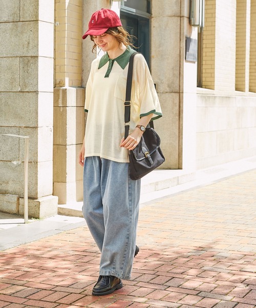 ◆ boohoo ◆長袖オーバーサイズコントラストカラーニットポロ boohoo オーバーサイズ コントラストカラー ニット ポロシャツ