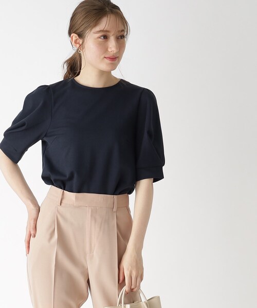 index（インデックス）の「◆タックスリーブトップス【UV/吸水速乾/洗濯機洗い可】（Tシャツ/カットソー・レディース・ホワイト系/オレンジ/ネイビー/ライトグレー/ライトブルー・36/38/40/42）」の4枚目の写真