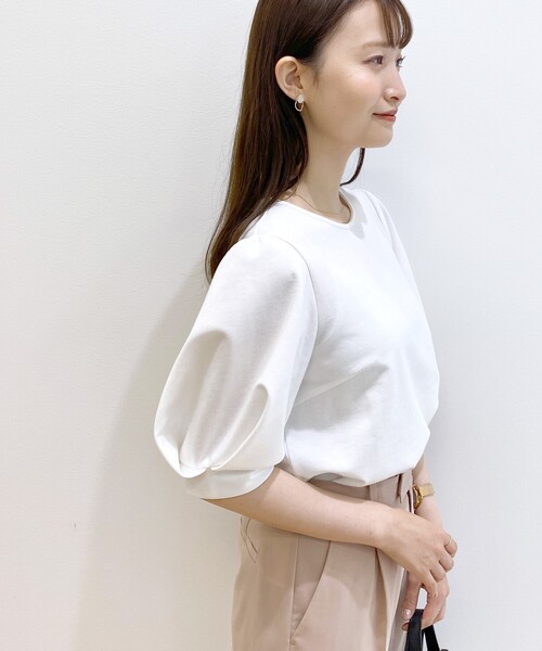 index（インデックス）の「◆タックスリーブトップス【UV/吸水速乾/洗濯機洗い可】（Tシャツ/カットソー・レディース・ホワイト系/オレンジ/ネイビー/ライトグレー/ライトブルー・36/38/40/42）」の7枚目の写真