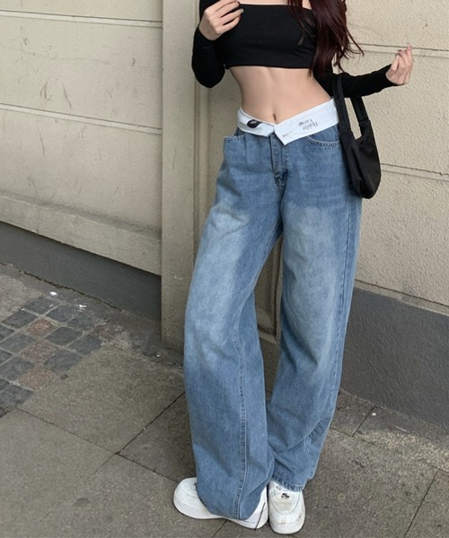 【Jasmine】2WAYワイドデニムパンツ（デニムパンツ）｜Jasmine Grandiflorum（ジャスミングランディフローラム）