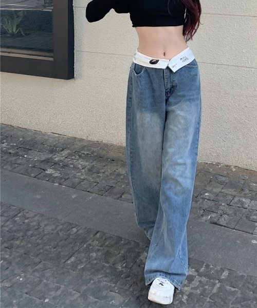 Jasmine Grandiflorum（ジャスミングランディフローラム）の「【Jasmine】2WAYワイドデニムパンツ（デニムパンツ・レディース・ブルー・MEDIUM/X-LARGE/SMALL/LARGE）」の9枚目の写真