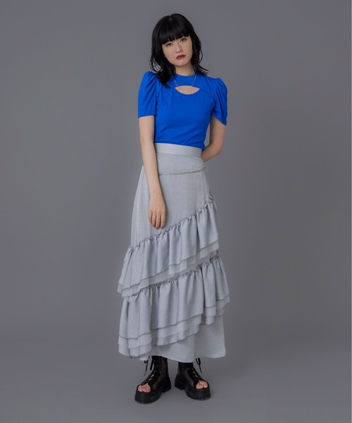 Ellno de Mavie（エルノデメヴィ）の「カットアウトカットソー（Tシャツ/カットソー・レディース・ブラック/ブルー・MEDIUM）」の5枚目の写真