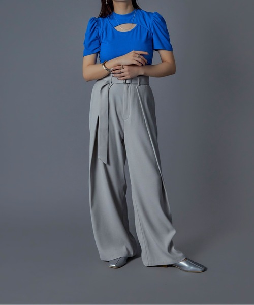 Ellno de Mavie（エルノデメヴィ）の「カットアウトカットソー（Tシャツ/カットソー・レディース・ブラック/ブルー・MEDIUM）」の10枚目の写真