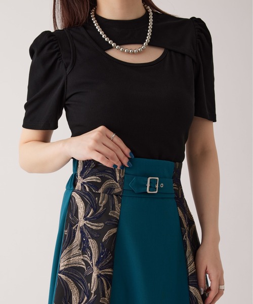 Ellno de Mavie（エルノデメヴィ）の「カットアウトカットソー（Tシャツ/カットソー・レディース・ブラック/ブルー・MEDIUM）」の11枚目の写真