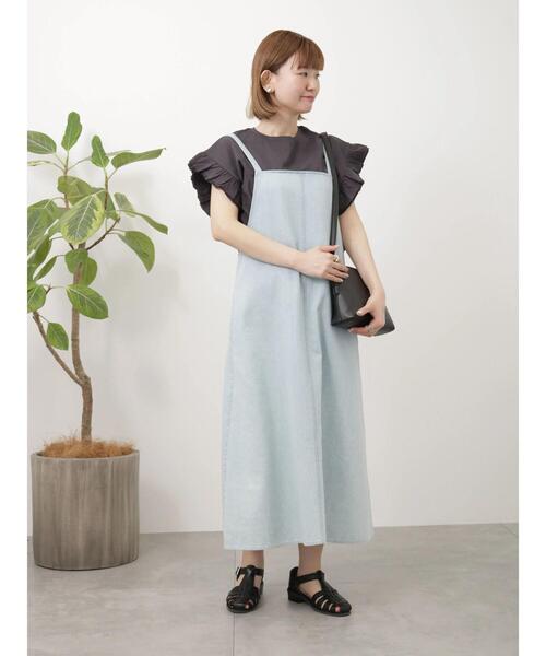Lugnoncure（ルノンキュール）の「デニムサロペットスカート（ワンピース・レディース・ブルー/オフホワイト/ネイビー・ﾌﾘ-）」の18枚目の写真
