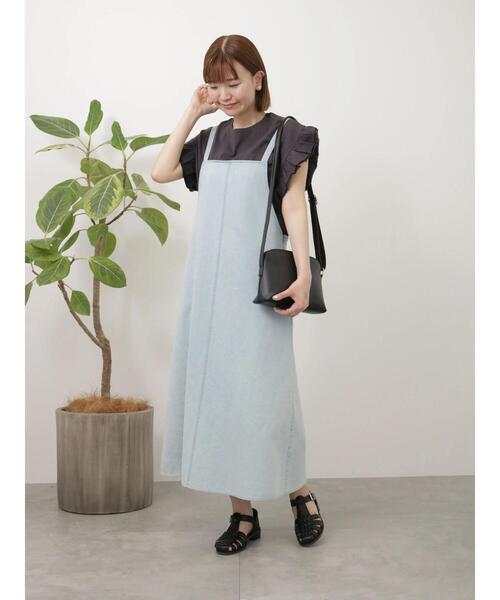 Lugnoncure（ルノンキュール）の「デニムサロペットスカート（ワンピース・レディース・ブルー/オフホワイト/ネイビー・ﾌﾘ-）」の19枚目の写真