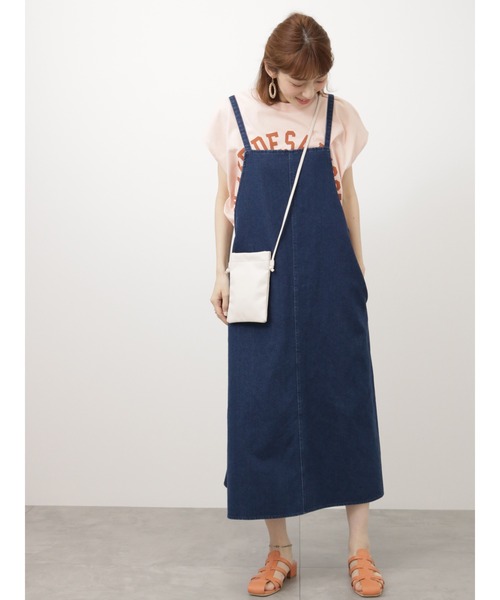 Lugnoncure（ルノンキュール）の「デニムサロペットスカート（ワンピース・レディース・ブルー/オフホワイト/ネイビー・ﾌﾘ-）」の3枚目の写真