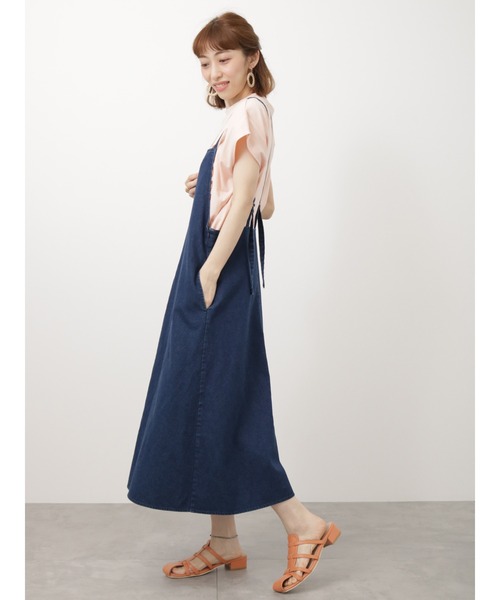 Lugnoncure（ルノンキュール）の「デニムサロペットスカート（ワンピース・レディース・ブルー/オフホワイト/ネイビー・ﾌﾘ-）」の10枚目の写真