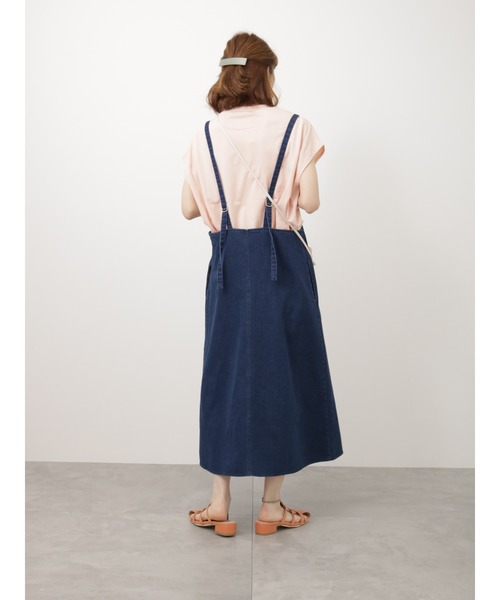 Lugnoncure（ルノンキュール）の「デニムサロペットスカート（ワンピース・レディース・ブルー/オフホワイト/ネイビー・ﾌﾘ-）」の12枚目の写真