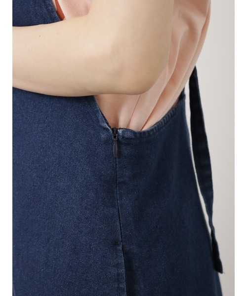 Lugnoncure（ルノンキュール）の「デニムサロペットスカート（ワンピース・レディース・ブルー/オフホワイト/ネイビー・ﾌﾘ-）」の14枚目の写真