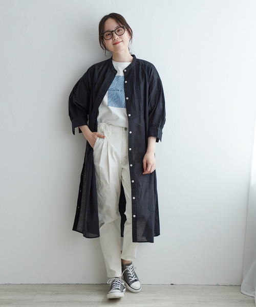 LBC（エルビーシー）の「リネンブレンドピンタックワンピース（シャツワンピース・レディース・ブラック/グリーン/ブルー・M/L）」の11枚目の写真
