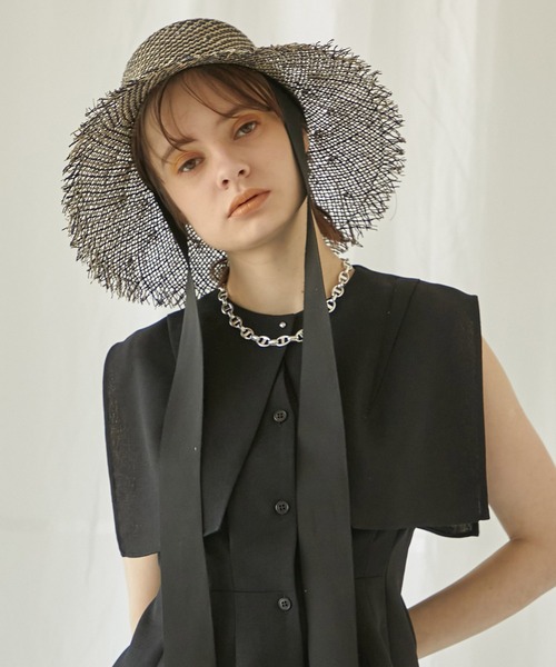 PUBLIC TOKYO（パブリックトウキョウ）の「ブレードフリンジハット（ハット・レディース・ブラックミックス・FREE）」の4枚目の写真