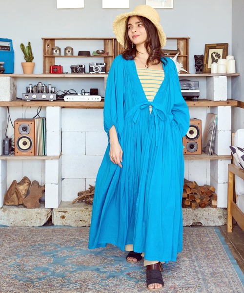 チャイハネ（チャイハネ）の「【チャイハネ】シアーリゾロングカーディガン（カーディガン/ボレロ・レディース・オレンジ/ホワイト/ブルー/ベージュ/ネイビー・FREE）」の4枚目の写真