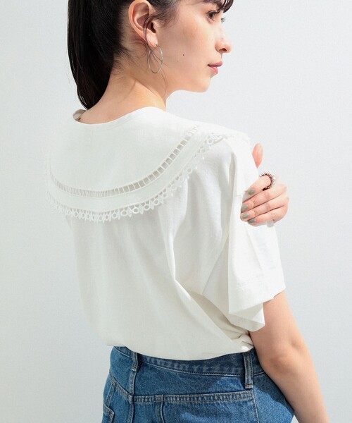 Ray BEAMS（レイビームス）の「Ray BEAMS / レース ツケエリ ハーフスリーブ Tシャツ（Tシャツ/カットソー・レディース・ホワイト/ブラック・ONE SIZE）」の11枚目の写真