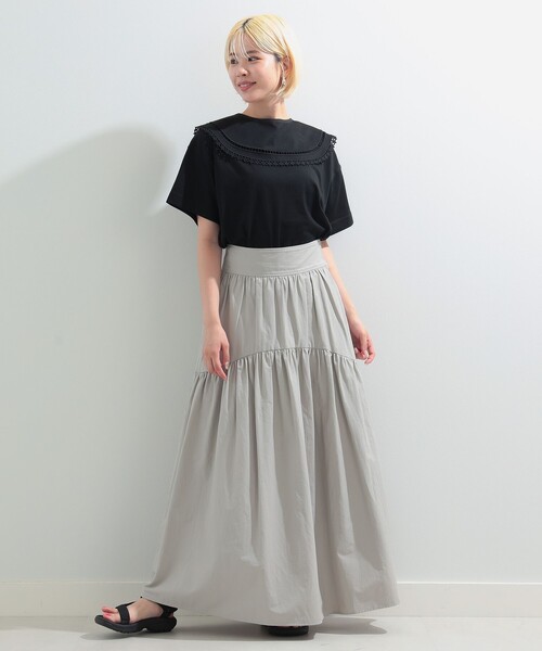 Ray BEAMS（レイビームス）の「Ray BEAMS / レース ツケエリ ハーフスリーブ Tシャツ（Tシャツ/カットソー・レディース・ホワイト/ブラック・ONE SIZE）」の12枚目の写真