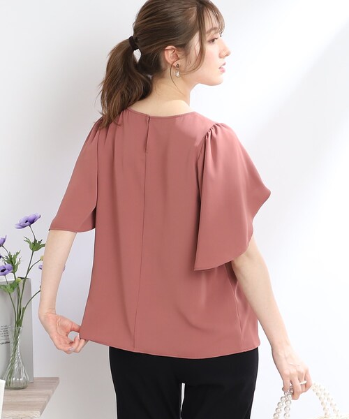 couture brooch（クチュールブローチ）の「◆【S-LL/オンオフ着回せる】パール調釦付きフレアブラウス（シャツ/ブラウス・レディース・ピンク系/ライトグレー/ブラック・42/38/40/36）」の18枚目の写真