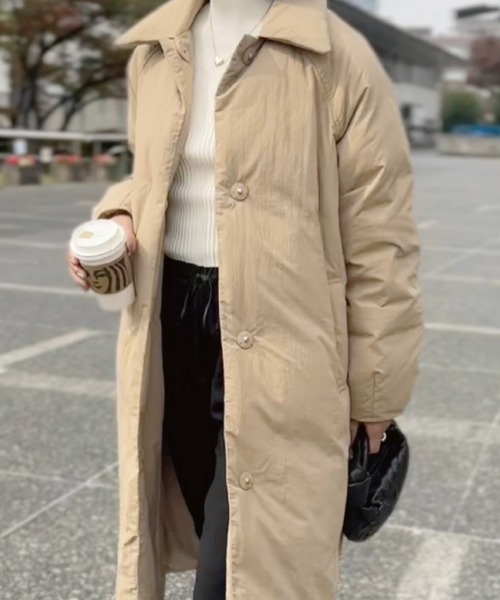 Emma Taylor(エマテイラー)の「ステンカラーロングダウンコート(ダウンジャケット/コート・レディース・ライトベージュ/ブラック/ベージュ・FREE)」の8枚目の写真