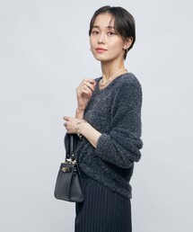 NOLLEY’S Sophi | 《手洗い可能》イタリー糸ラメフェザークルーネックプルオーバーニット(ニット/セーター)