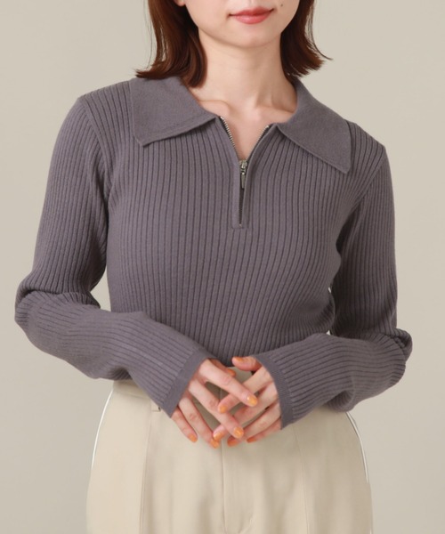 archives(アルシーヴ)の「ハーフZIP配色リブニット(ニット/セーター・レディース・ブルー/アイボリー/ブラック・MEDIUM)」の15枚目の写真