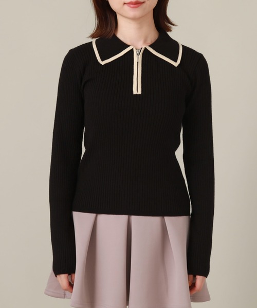 archives(アルシーヴ)の「ハーフZIP配色リブニット(ニット/セーター・レディース・ブルー/アイボリー/ブラック・MEDIUM)」の19枚目の写真