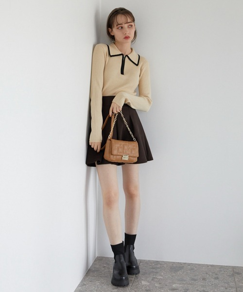 archives(アルシーヴ)の「ハーフZIP配色リブニット(ニット/セーター・レディース・ブルー/アイボリー/ブラック・MEDIUM)」の6枚目の写真