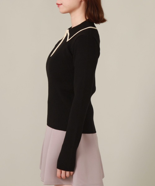 archives(アルシーヴ)の「ハーフZIP配色リブニット(ニット/セーター・レディース・ブルー/アイボリー/ブラック・MEDIUM)」の20枚目の写真