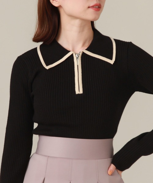 archives(アルシーヴ)の「ハーフZIP配色リブニット(ニット/セーター・レディース・ブルー/アイボリー/ブラック・MEDIUM)」の10枚目の写真