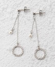 ◆ビジューリングプチフェイクパールピアス
