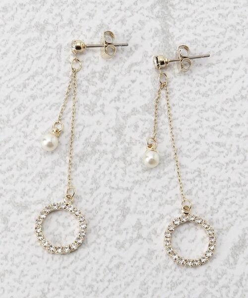 grove(グローブ)の「◆ビジューリングプチフェイクパールピアス(ピアス(両耳用)・レディース・ゴールド/シルバー・00)」の1枚目の写真