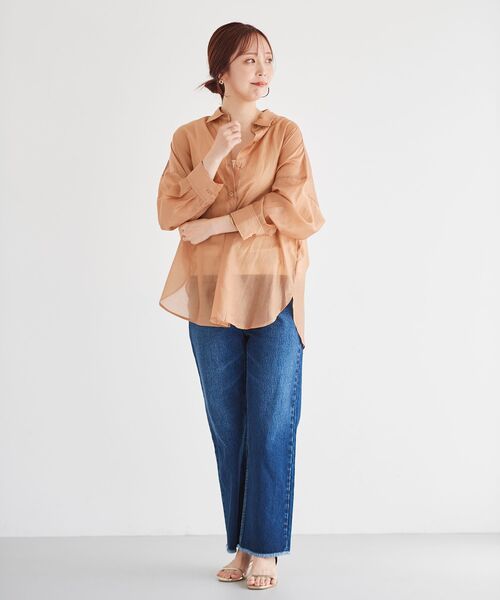 le.coeur blanc（ルクールブラン）の「シアーオーバーレギュラーカラーシャツ（シャツ/ブラウス・レディース・モカ/ピンクベージュ/ベージュ・38）」の7枚目の写真