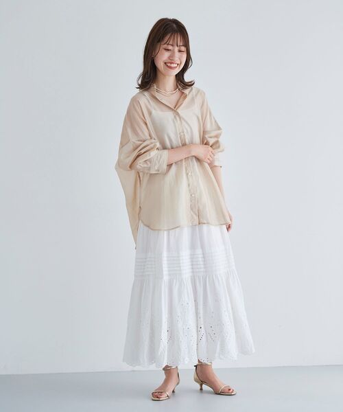 le.coeur blanc（ルクールブラン）の「シアーオーバーレギュラーカラーシャツ（シャツ/ブラウス・レディース・モカ/ピンクベージュ/ベージュ・38）」の10枚目の写真