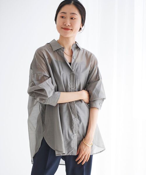 le.coeur blanc（ルクールブラン）の「シアーオーバーレギュラーカラーシャツ（シャツ/ブラウス・レディース・モカ/ピンクベージュ/ベージュ・38）」の5枚目の写真