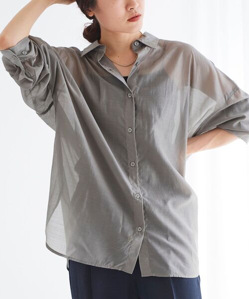 le.coeur blanc（ルクールブラン）の「シアーオーバーレギュラーカラーシャツ（シャツ/ブラウス・レディース・モカ/ピンクベージュ/ベージュ・38）」の13枚目の写真