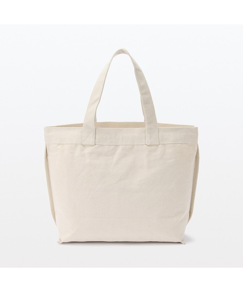 無印良品（ムジルシリョウヒン）の「帆布　横型　トートバッグ（トートバッグ・レディース・グレー系1/ブラック/キナリ・FREE）」の4枚目の写真