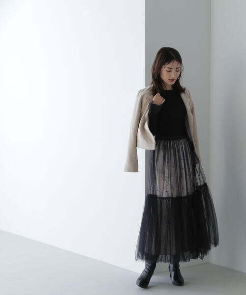 NATURAL BEAUTY BASIC(ナチュラルビューティーベーシック)の「◇オーガンジーカフスニット(ニット/セーター・レディース・オフホワイト/ブラック/グリーン/ホワイト系その他・FREE)」の6枚目の写真