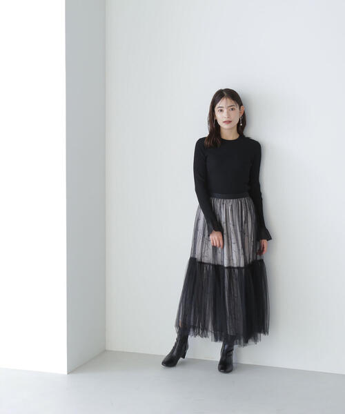 NATURAL BEAUTY BASIC(ナチュラルビューティーベーシック)の「◇オーガンジーカフスニット(ニット/セーター・レディース・オフホワイト/ブラック/グリーン/ホワイト系その他・FREE)」の8枚目の写真