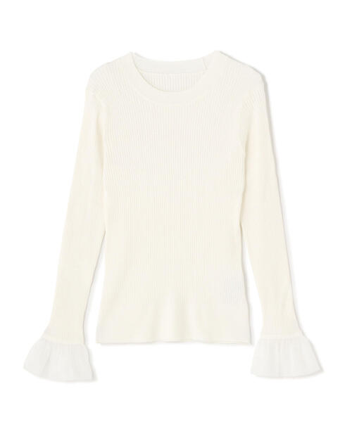 NATURAL BEAUTY BASIC(ナチュラルビューティーベーシック)の「◇オーガンジーカフスニット(ニット/セーター・レディース・オフホワイト/ブラック/グリーン/ホワイト系その他・FREE)」の11枚目の写真