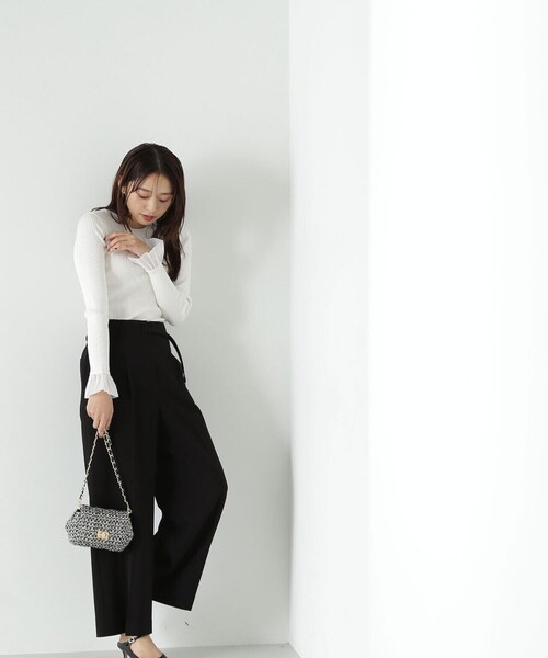 NATURAL BEAUTY BASIC(ナチュラルビューティーベーシック)の「◇オーガンジーカフスニット(ニット/セーター・レディース・オフホワイト/ブラック/グリーン/ホワイト系その他・FREE)」の12枚目の写真