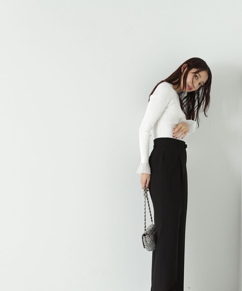 NATURAL BEAUTY BASIC(ナチュラルビューティーベーシック)の「◇オーガンジーカフスニット(ニット/セーター・レディース・オフホワイト/ブラック/グリーン/ホワイト系その他・FREE)」の16枚目の写真