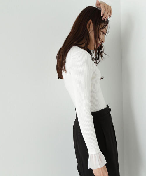 NATURAL BEAUTY BASIC(ナチュラルビューティーベーシック)の「◇オーガンジーカフスニット(ニット/セーター・レディース・オフホワイト/ブラック/グリーン/ホワイト系その他・FREE)」の17枚目の写真