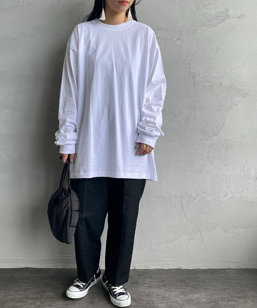 HANES（ヘインズ）の「【WEB限定】[HANES/ヘインズ] BEEFY ビックサイズ(XXL,3XL) ロングスリーブパックT（Tシャツ/カットソー・レディース・ホワイト/ブラック・XXL/3XL）」の11枚目の写真