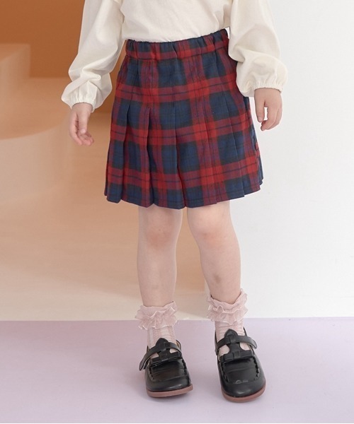 Lycee mine(リセマイン)の「チェックプリーツスカート(インナーパンツ付き)(スカート・キッズ・イエロー/レッド/グリーン/ブラック/ブルーグレー・100cm/120cm/140cm/110cm/130cm/150cm)」の5枚目の写真