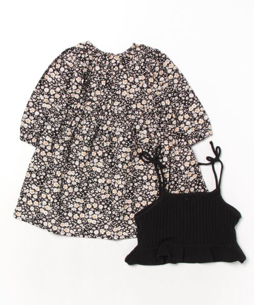 petit main（プティマイン）の「【リンク】花柄ワンピースビスチェセット★（シャツワンピース・キッズ・ブラック/ライトピンク・110cm/100cm/90cm/120cm/130cm/80ｃｍ）」の16枚目の写真