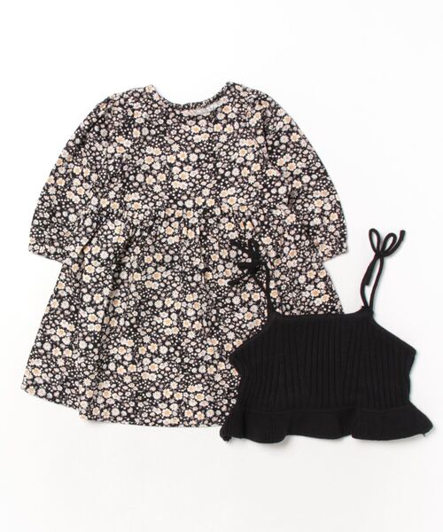 petit main（プティマイン）の「【リンク】花柄ワンピースビスチェセット★（シャツワンピース・キッズ・ブラック/ライトピンク・110cm/100cm/90cm/120cm/130cm/80ｃｍ）」の15枚目の写真