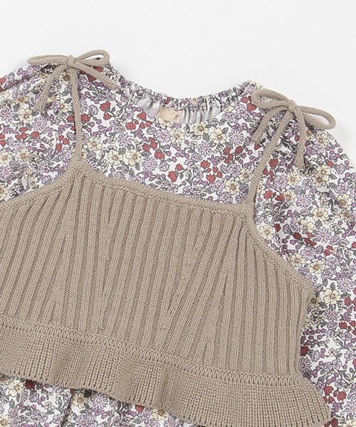 petit main（プティマイン）の「【リンク】花柄ワンピースビスチェセット★（シャツワンピース・キッズ・ブラック/ライトピンク・110cm/100cm/90cm/120cm/130cm/80ｃｍ）」の6枚目の写真