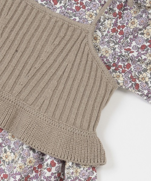 petit main（プティマイン）の「【リンク】花柄ワンピースビスチェセット★（シャツワンピース・キッズ・ブラック/ライトピンク・110cm/100cm/90cm/120cm/130cm/80ｃｍ）」の7枚目の写真